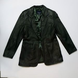 Denim & Co green leather blazer sz M